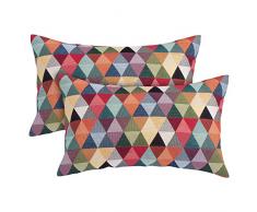 Selfitex 2 Stück Sofakissen mit Bezug und extra Füllkissen, Couchkissen Dekokissen, hochwertiger Stoffbezug Reißverschluss, Trendmuster zur Auswahl, Größe 2X 30x50 cm (Variante 1)