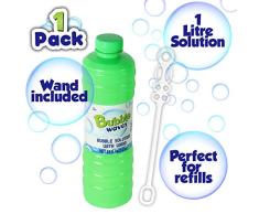 Laeto Toys & Games 1-Liter-Flasche mit Seifenblasen-Lösung, Flüssigkeit mit stab, Spaß mit Kindern, ideal für Seifenblasenmaschinen, Seifenblasenpistolen oder als große Nachfüllpackung