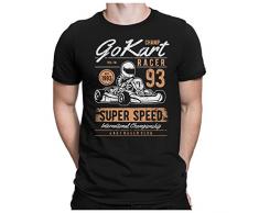 PAPAYANA - GO-KART-RACER - Herren Fun T-Shirt - Bedruckt - M Schwarz