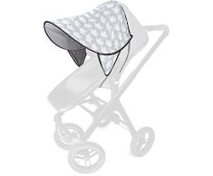 PRIEBES DAISY Sonnendach UV-Schutz 50+ | Sonnensegel Sonnenschutz Sonnenverdeck für Sportwagen, Buggys, Kinderwagen | 100% Baumwolle | beidseitig verwendbar, Design:elefanten grau