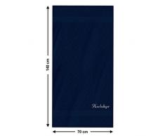 Badehandtuch mit Namen Kuscheltiger bestickt, 70x140 cm, dunkelblau, extra flauschige 550 g/qm Baumwolle (100%), Handtuch mit Namen besticken, Badetuch mit Bestickung