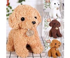 Mini-Plüsch-Plüsch-Spielzeug, Geschenk, realistisches, lockiges Plüschhund, Welpe, Stoffpuppe für Zuhause, Sofa, Auto, Dekoration, Mädchen, Geschenk, Dunkelbraun, 25 cm