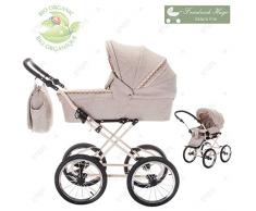 Friedrich Hugo Natureline Uni | 2 in 1 Kombi Kinderwagen | Öko Nostalgie Kinderwagen Hugo Creme
