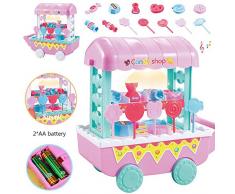 Spielzeug Kinder Musik Light Ice Cream Candy Mini Trolley Mädchen Einkaufswagen Spielzeug Kinder spielen Küche mit realistischen vorgetäuschten Küchenspiel Kleinkind und Mädchen Geschenke Lernwerkzeu
