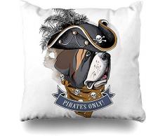 EU Throw Kissenbezug Knochen Adorable St Bernard Piraten Hut Halstuch Wildlife Angry Bart Schwarz Design Retro Quadrat Kissen Schlafsofa Kissenbezug 18x18 Zoll Home Decor Kissenbezug