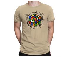PAPAYANA - RUBIK-CUBE - Herren Fun T-Shirt - Zauberwürfel Comic Sci-Fi Science - 3XL Khaki