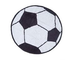 Homescapes Kinderteppich Fußball Bunter Teppich, Vorleger 80 cm Durchmesser. Farben: Schwarz und Weiß. Geeignet für Badezimmer oder Kinderzimmer.