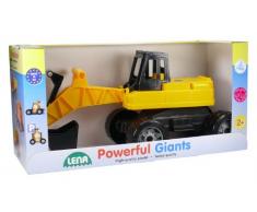 Lena 02047 - Starke Riesen Bagger, Baufahrzeug ca. 70cm, Giga Truck Schaufelbagger mit 2 Stahlachsen, großer Spielzeugbagger in gelb und schwarz, Baggerfahrzeug für Kinder ab 3 Jahre
