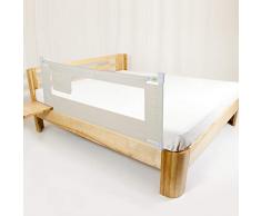 Babybett Bettschutzgitter, 150/180 cm Babybett Barrieren Baby Höhenverstellbar Schutz Faltbare Bettkante für Kindersicherheit, Beige (150cm)