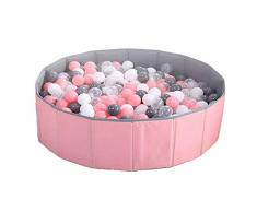 Moonvvin Kids Ballspielbecken Grube Faltbar Kinder Ocean Ball Pool Spielen Double Layer Oxford Cloth Bällebad Indoor und Outdoor (Rosa + Grau)