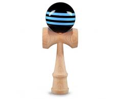 Ganzoo Kendama aus echtem Buchenholz, Kugel ca. 6 cm Durchmesser, blau/schwarz oberflächenlackiert, Japanisches traditionelles Holzspielzeug, Kugelspiel, Geschicklichkeitsspiel, Marke (Blau/Schwarz)