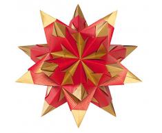 folia 326/1515 - Bastelset Bascetta Stern Duo hochrot/gold, 32 Blatt, 15 x 15 cm, fertige Größe des Papiersterns ca. 20 cm, mit ausführlicher Anleitung - ideal zur zeitlosen Dekoration
