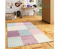 Pergamon Kinder Teppich Maui Kids Pastel Bunt Karo Sterne in 5 Größen