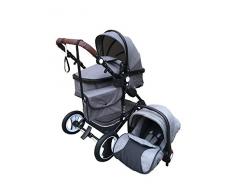 Kinderwagen „California“, 3 in 1 Kombikinderwagen Megaset 8 teilig inkl. Babyschale, Babywanne, Sportwagen und Zubehör, zertifiziert nach der Sicherheitsnorm EN1888, Jeans