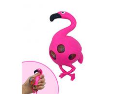 JustRean Toys Squeezy Flamingo | 1x Squeeze Anti-Stress-Ball gefüllt mit Aquaperlen - Gelperlen - Wasserperlen | Zum quetschen, werfen & Wut ablassen |