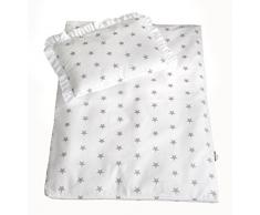 Rawstyle 4 tlg. Set Bezug (Weiß + Sterne Grau) für Kinderwagen 70x50 cm Garnitur Bettwäsche Decke + Kissen + Füllung