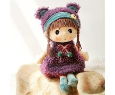 JIAHG Niedliche Puppe Plüschpuppe Mädchen Kuschelpuppe Stoffpuppe Kinder Spielzeug Püppchen für Kleinkinder als Geburtstagsgeschenk (Braun)