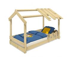 WICKEY Kinderbett CrAzY Beach - Bodentiefes Spielbett - Einzelbett - 90x200 cm
