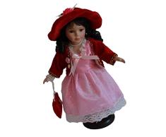 SM SunniMix 30cm Porzellan Puppen Vintage Mädchen Puppen im Kleid und Hut - Typ 4