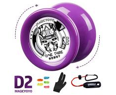 YOSTAR Yoyo für Kinder MAGICYOYO D2 One Third 1/3 Looping Yoyo für Anfänger 2A Responsive Yoyo mit 5 Yoyo Saiten, Holster, Handschuh (Lila)