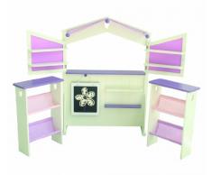 roba Kaufladen Fienchen, Kinder Kaufmannsladen, Holz weiß, rosa, Verkaufsstand mit Theke, Tafel, Seitentheke & Markise