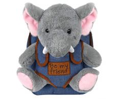 PERLETTI Kuscheltier Rucksack für Kinder mit Elefant Plüschtier - Pluschspielzeug Weich Flauschig Kindergarten Schultasche mit Plüsch Tier Tasche - 2/5 Jahren Baby Kindertasche 27x21x9 cm (Elefant)