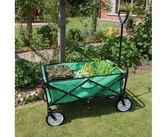 MonsterShop Gartenwagen Faltbarer Transportwagen Bollerwagen Handwagen Rollenwagen Gerätewagen Strandwagen bis zu 70kg belastbar in Grün