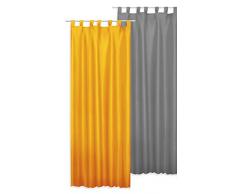 Haus und Deko Dekoschal Wildseide Optik halbtransparent Vorhang mit Schlaufen Gardine ca. 140x245 cm in Gelb