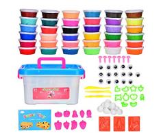 Cozywind Polymer Ton, 36 Farben Clay Kinderknete Set Modelliermasse Springknete Hüpfknete mit Formen, Zubehör, Werkzeuge