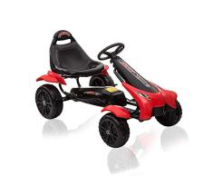 Regenboghorn Go-Kart, 4-Rad-Pedal, Outdoor-Racer mit verstellbarem Sitz, Bremse, Tretauto für Jungen und Mädchen (red)
