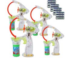 TE-Trend 4 Stück Mega XXL Seifenblasenpistole Set Seifenblasenmaschine Bubble Gun LED Kinder Seifenblasen Pistole Mehrfarbig