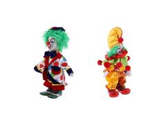 Toygogo 2 Stück 7 Zoll Porzellan Lächelnd Clown Puppe Mit Bunten Kostüm, Lustige Harlekin Puppe, Zirkus Requisiten, Halloween Dekor