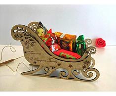 Personalisiert Schlitten mit Familiename, Weihnachtsmann im Holz Schlitten Weihnachtsdeko 2020 Neujahr, Weihnachtsschmuck, Geschenk für Familie, Ihr WunschText Hier, Graviert, Kindergeschenke