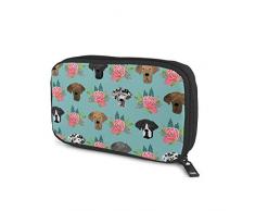 Deutsche Dogge Stoff-Hunde und Blumen, Stoff-Hundkopf, blau, für elektronische Geräte, Zubehör, Organizer, Aufbewahrungstasche für U-Disk-Headset, USB-Stick, Kabel, Ladegerät