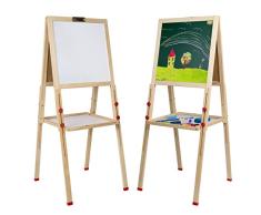 Mia Toys Kindertafel mit Kreide und Magnet Holz Schultafel für Kinder Tafel Magnetische Kreidetafel ZUBEHÖR 112 Teile Kinder Spaß Und Bildung