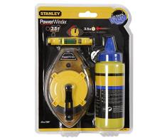 Stanley Schlagschnur-Set Powerwinder mit blauer Kreide, 30 m Schnurlänge, als Senklot verwendbar, 0-47-465