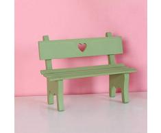 VOSAREA Miniatur Deko Mini Holz Gartenbank Dekorativ Foto Requisiten für Puppenstube Puppenhaus Gartenmöbel Garten Deko (Grün)