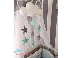 MobileWölkchen mit Sternen, Baby Mobile aus Filz, Handmade, Dekoration Babyzimmer, Geschenk Zur Geburt Mädchen, Junge