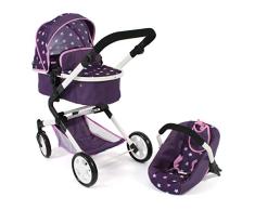 Bayer Chic 2000 597 71 3-in1 Kombi Lia, Puppenwagen-Set mit Autositz, Babywanne und Sportsitz, Stars lila
