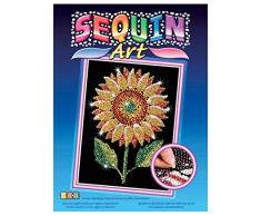 MAMMUT 8041216 - Sequin Art Paillettenbild Sonnenblume, Blume, Steckbild, Bastelset mit Styropor-Rahmen, samtige Bildvorlage, Pailletten, Steckstiften, Anleitung, ab 8 Jahre