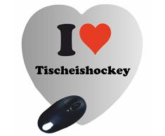 Herz Mauspad I Love Tischeishockey in Weiss, eine tolle Geschenkidee die von Herzen kommt| Rutschfestes Mousepad | Geschenktipp: Weihnachten Jahrestag Geburtstag Lieblingsmensch