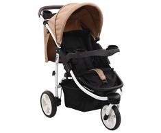 vidaXL Kinderwagen 3-Rad Buggy Jogger Sportwagen Babywagen Sportbuggy Reisebuggy Kinderbuggy Kindersportwagen Baby Kinder Wagen Taupe Schwarz