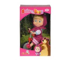 Simba 109302059 - Mascha und der Bär - Mascha Puppe mit original Dreirad
