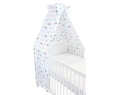 TupTam Babybett Himmel mit Schleifchen, Farbe: Sterne Blau 2, Größe: ca. 160x240 cm