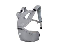 SONARIN Front Premium Hipseat Babytrage, Multifunktional, Ergonomisch, 100% Baumwolle, Schmetterlingsdrehschnalle, 6 Tragende Positionen,Angepasst an Ihr Kind wachsende,Ideal Geschenk(Grau)