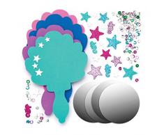 Baker Ross Spiegel-Bastelsets Meerjungfrau Dekorieren Sie Ihren eigenen handgefertigten Moosgummi Meerjungfrauenspiegel (4er-Pack)