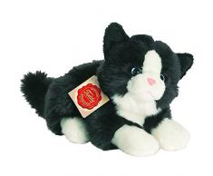 Hermann Teddy Collection 906896 - Plüsch-Katze liegend, 20 cm, schwarz/weiß