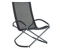 SONGMICS sonneninsel Relaxliege Liegestuhl relaxsessel Sonnenliege gartenliege Gartenstuhl Schaukelstuhl Schaukelsessel Eisengestell, bis 150 kg belastbar, schwarz GCB28BK