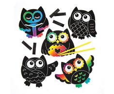 Baker Ross Kratzbild-Magnete „Eule“ für Kinder – perfekt für kreative Bastelarbeiten (10 Stück)