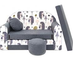 Pro Cosmo Kindersofa Bettfunktion 3in1 Sofa + Gratis Polsterhocker und Kissen Kindermöbel Set - AX1